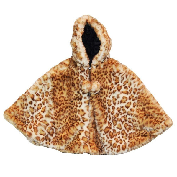 Little Girls Snow Leopard Faux Poncho 1T-6 - SophiasStyle.com